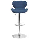 Quincy Adjustable Height Barstool with Curved Back and Chrome Base with Footrest