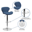 Quincy Adjustable Height Barstool with Curved Back and Chrome Base with Footrest