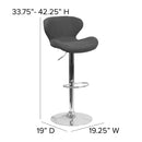 Quincy Adjustable Height Barstool with Curved Back and Chrome Base with Footrest