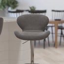 Quincy Adjustable Height Barstool with Curved Back and Chrome Base with Footrest