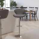 Quincy Adjustable Height Barstool with Curved Back and Chrome Base with Footrest