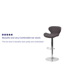 Quincy Adjustable Height Barstool with Curved Back and Chrome Base with Footrest