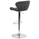 Quincy Adjustable Height Barstool with Curved Back and Chrome Base with Footrest