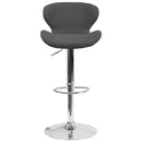 Quincy Adjustable Height Barstool with Curved Back and Chrome Base with Footrest