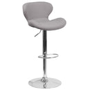 Quincy Adjustable Height Barstool with Curved Back and Chrome Base with Footrest