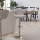 Quincy Adjustable Height Barstool with Curved Back and Chrome Base with Footrest