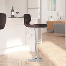 Set of Two Swivel Bar Stools with Vertical Stitched Back and Adjustable Chrome Base with Footrest