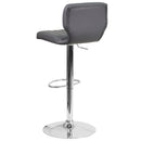 Set of Two Swivel Bar Stools with Vertical Stitched Back and Adjustable Chrome Base with Footrest