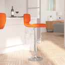 Set of Two Swivel Bar Stools with Vertical Stitched Back and Adjustable Chrome Base with Footrest