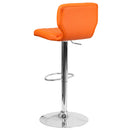 Set of Two Swivel Bar Stools with Vertical Stitched Back and Adjustable Chrome Base with Footrest