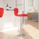 Set of Two Swivel Bar Stools with Vertical Stitched Back and Adjustable Chrome Base with Footrest