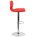 Set of Two Swivel Bar Stools with Vertical Stitched Back and Adjustable Chrome Base with Footrest