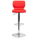 Set of Two Swivel Bar Stools with Vertical Stitched Back and Adjustable Chrome Base with Footrest
