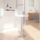 Set of Two Swivel Bar Stools with Vertical Stitched Back and Adjustable Chrome Base with Footrest