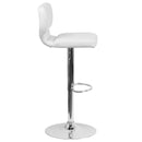 Set of Two Swivel Bar Stools with Vertical Stitched Back and Adjustable Chrome Base with Footrest