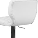 Set of Two Swivel Bar Stools with Vertical Stitched Back and Adjustable Chrome Base with Footrest