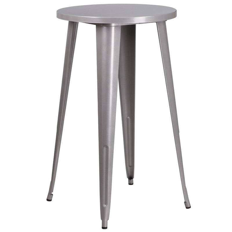 Cynthia 24" Round Bar Height Patio Table with Powder Coated Galvanized Steel Frame for Indoor and Outdoor Use
