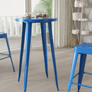 Cynthia 24" Round Bar Height Patio Table with Powder Coated Galvanized Steel Frame for Indoor and Outdoor Use