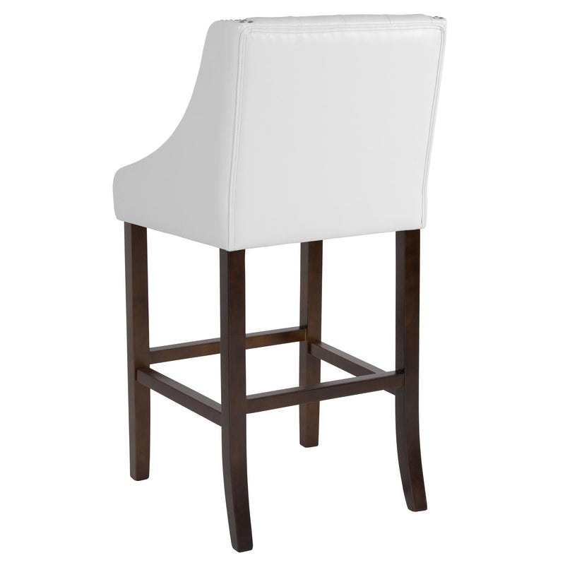 Hadleigh Upholstered Barstool 30" High Transitional Tufted Walnut Barstool with Accent Nail Trim