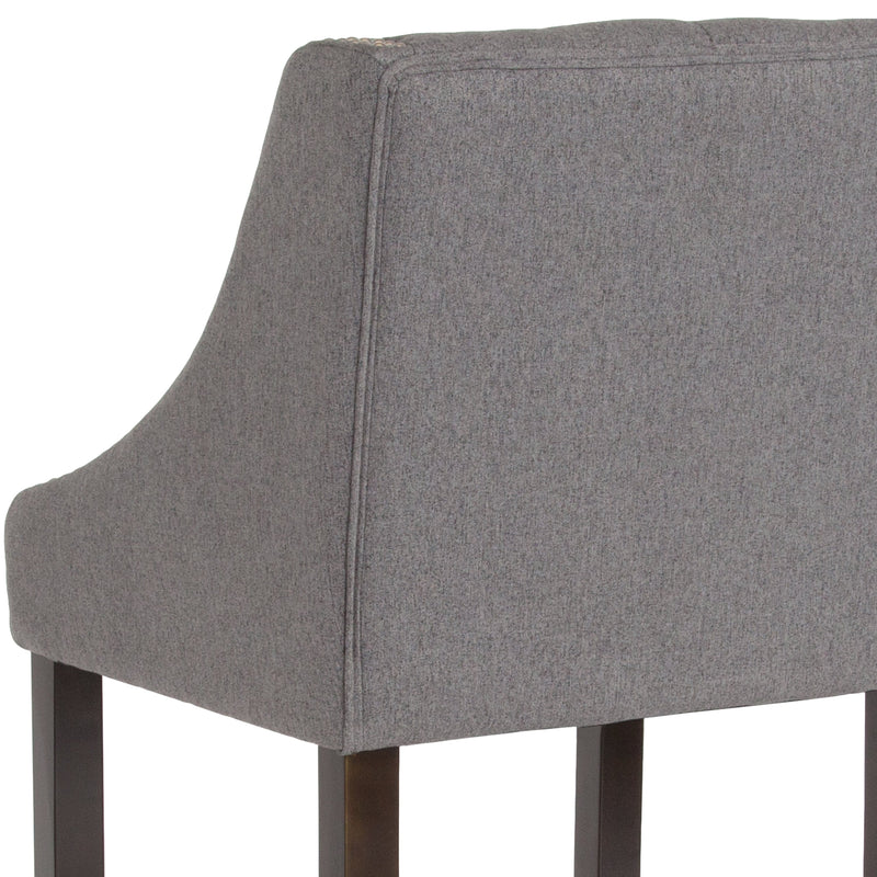 Hadleigh Upholstered Barstool 30" High Transitional Tufted Walnut Barstool with Accent Nail Trim