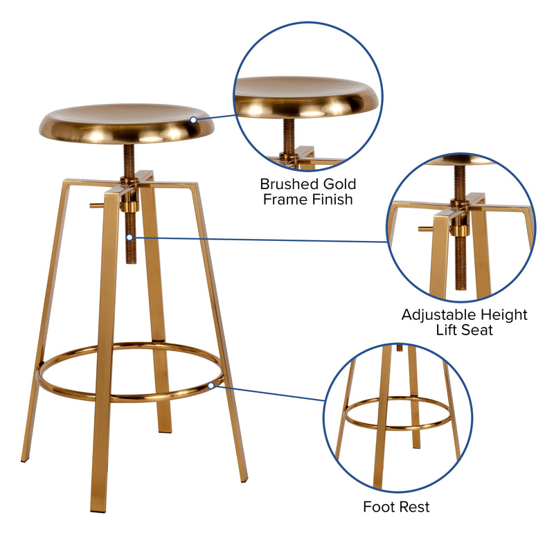 Serling Series Industrial Style Bar Stool with Height Adjustable Swivel Seat