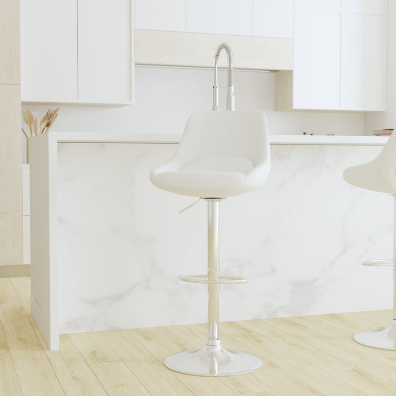 Sonders Adjustable Height Barstool with Support Pillow and Chrome Base with Footrest