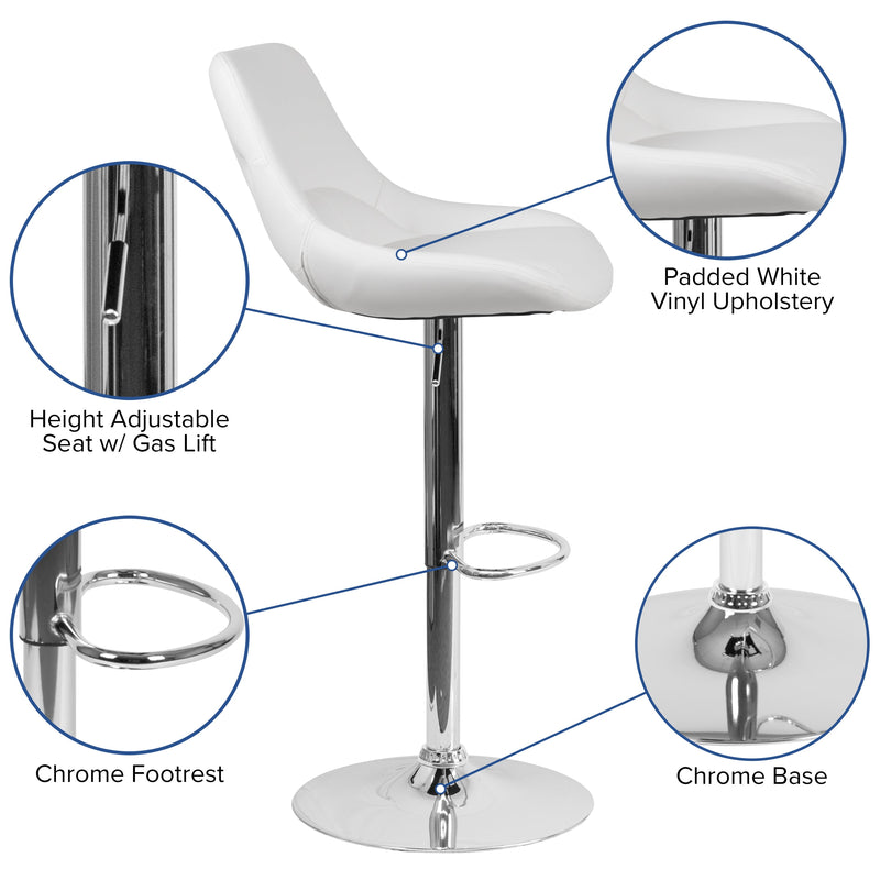 Sonders Adjustable Height Barstool with Support Pillow and Chrome Base with Footrest