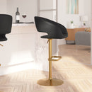 Rothko Contemporary Adjustable Height Barstool with Rounded Mid-Back and Gold Base