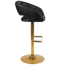 Rothko Contemporary Adjustable Height Barstool with Rounded Mid-Back and Gold Base
