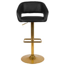 Rothko Contemporary Adjustable Height Barstool with Rounded Mid-Back and Gold Base