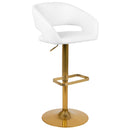 Rothko Contemporary Adjustable Height Barstool with Rounded Mid-Back and Gold Base