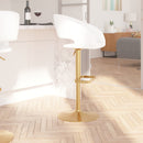 Rothko Contemporary Adjustable Height Barstool with Rounded Mid-Back and Gold Base