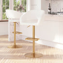 Rothko Contemporary Adjustable Height Barstool with Rounded Mid-Back and Gold Base
