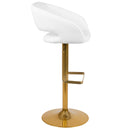 Rothko Contemporary Adjustable Height Barstool with Rounded Mid-Back and Gold Base