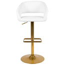 Rothko Contemporary Adjustable Height Barstool with Rounded Mid-Back and Gold Base