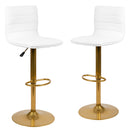 Set of 2 Contemporary Height Adjustable Swivel Stools with Footrest