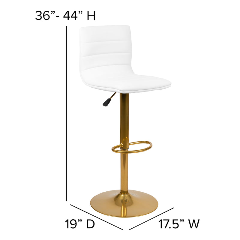 Set of 2 Contemporary Height Adjustable Swivel Stools with Footrest