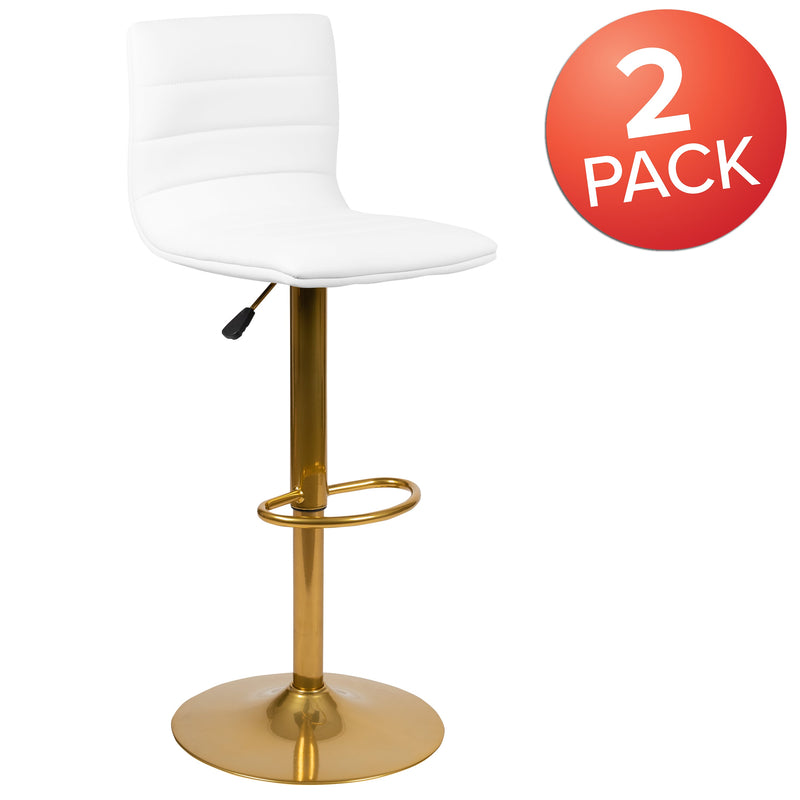 Set of 2 Contemporary Height Adjustable Swivel Stools with Footrest