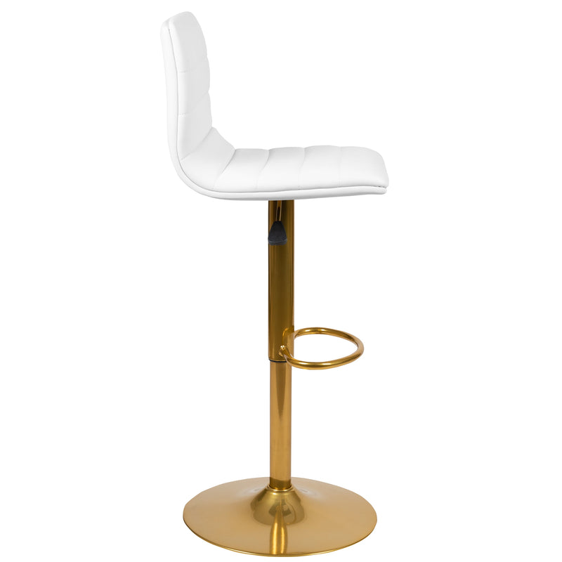 Set of 2 Contemporary Height Adjustable Swivel Stools with Footrest