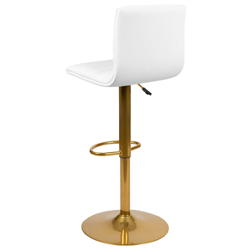 Set of 2 Contemporary Height Adjustable Swivel Stools with Footrest