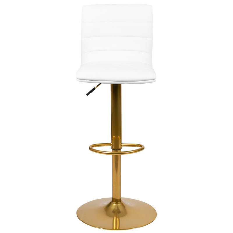 Set of 2 Contemporary Height Adjustable Swivel Stools with Footrest