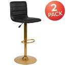 Set of 2 Contemporary Height Adjustable Swivel Stools with Footrest