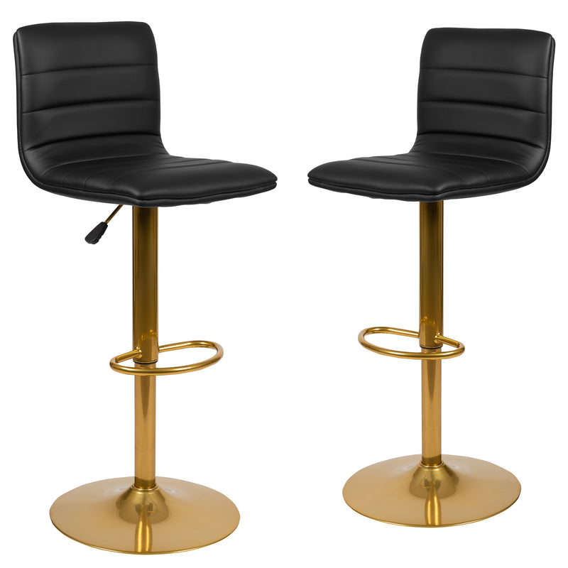 Set of 2 Contemporary Height Adjustable Swivel Stools with Footrest