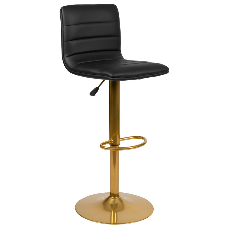 Set of 2 Contemporary Height Adjustable Swivel Stools with Footrest