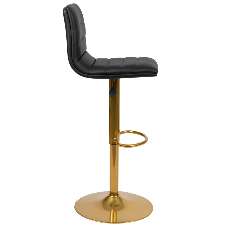 Set of 2 Contemporary Height Adjustable Swivel Stools with Footrest