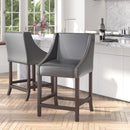 Taylorsville 24 Inch Walnut Counter Height Stool with Nailhead Trim - Set of 2