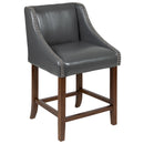 Taylorsville 24 Inch Walnut Counter Height Stool with Nailhead Trim - Set of 2