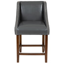 Taylorsville 24 Inch Walnut Counter Height Stool with Nailhead Trim - Set of 2