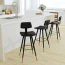 Aragon Barstools Contemporary Upholstered Stools with Black Metal Frame and Integrated Footrest - Set of 2