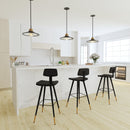 Aragon Barstools Contemporary Upholstered Stools with Black Metal Frame and Integrated Footrest - Set of 2